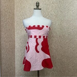 SABO Linen & Cotton Blend Enya Top - Darling Floral Abstract Pink & Red Top